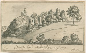 Chartley kastély: szépia rajz, 1777. aug alkotó: S Bentley
