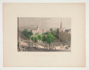 A Park és a Városháza, New York, Nathaniel Parker Willis illusztrációja