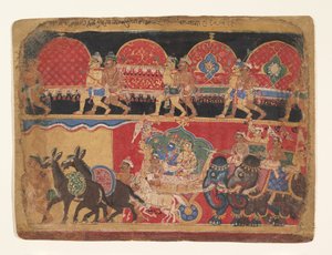 Krishna és a Kshatriya Maidens továbbmennek Dwarkába..., Ka. 1520-30. alkotó: Sa Nana