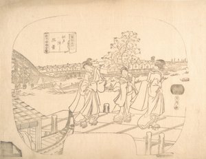 Proof Line-Block Print for Fan, 19. század. alkotó: Sadahide Utagawa