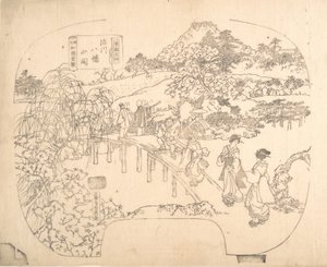 Proof Line-Block Print for Fan, 19. század. alkotó: Sadahide Utagawa