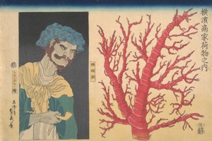 Korallbot és a dél-tengeri szigetlakó portréja, 3. hónap, 1860. alkotó: Sadahide Utagawa