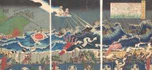 Harcos jelenet, 19. század. alkotó: Sadahide Utagawa