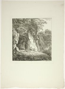 Pásztorok és juhok pihennek egy híd alatt, hetedik lemez a Paysages Dédiés à M. Warelet című képből. alkotó: Salomon Gessner