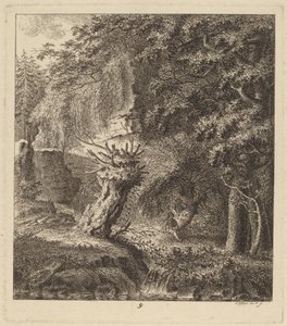 Erdős táj szárnyas fával, 1764.