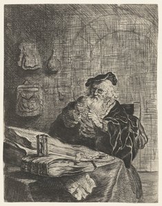 Férfi egy tollkéssel alkotó: Salomon Koninck (attributed to)