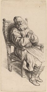Öreg ember alszik egy karosszékben alkotó: Salomon Koninck