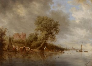 Folyói táj az egmondi vár romjaival, 1641. alkotó: Salomon van Ruisdael or Ruysdael