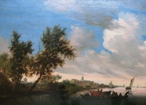 Folyóparti táj a Nijenrode-kastéllyal alkotó: Salomon van Ruysdael