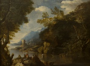 Táj figurákkal és csónakokkal, 1635-73 körül (olaj, vászon) alkotó: Salvator (follower of) Rosa