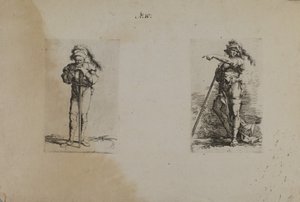 (Figurasorozat) Öregember tollas kalappal, pihenő kezekkel alkotó: Salvator Rosa
