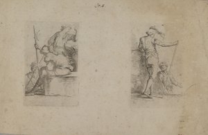 (Figurasorozat) Ülő férfi, hátulról nézve, fejszét tartva alkotó: Salvator Rosa
