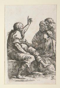 Egy öregember három férfival beszélget alkotó: Salvator Rosa