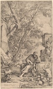 Démokritosz a meditációban alkotó: Salvator Rosa