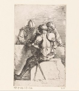 három katona Kis figurák (sorozat címe) ábra (sorozat címe) alkotó: Salvator Rosa