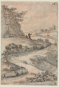 Figurák egy kanyargós úton, 1600-as évek közepe. alkotó: Salvator Rosa