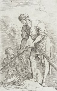 Szobrocska: Hálót húzó férfi alkotó: Salvator Rosa