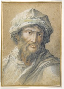 Egy turbánt viselő szakállas férfi feje alkotó: Salvator Rosa