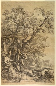 Oidipusz kiállítva a Cithaeron hegyen alkotó: Salvator Rosa