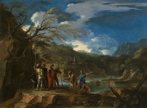 Polykratész és a halász c. 1664. alkotó: Salvator Rosa