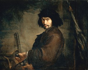 Önarckép harcosnak öltözve, Salvator Rosa (1615-1673), olaj, vászon, 94x107 cm alkotó: Salvator Rosa