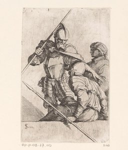 Két katona és egy turbános alak Kis figurák (sorozat címe) Figura (sorozat címe) alkotó: Salvator Rosa