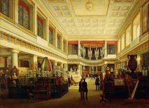 Az első ipari kiállítás Nápolyban a Sala Tarsiában 1854-ben, Salvatore Fergola
