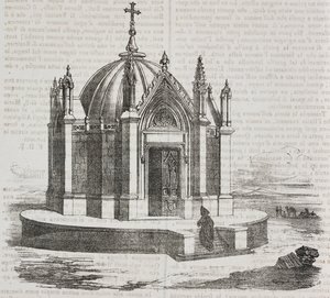 Szent Lajos-kápolna Tuniszban, Tunéziában, Salvatore Puglia litográfiája a Poliorama Pittoresco-ból, n. 38, április 27. alkotó: Salvatore Puglia