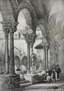 Szent Domonkos templom kolostora, Palermo, Salvatore Puglia litográfiája a Poliorama Pittoresco-ból, n. 11, október 23.