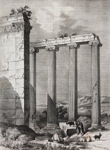 Jón templom romjai, Tchavdere, Kis-Ázsia, Salvatore Puglia litográfiája a Poliorama Pittorescoból, n. 37, április 19. alkotó: Salvatore Puglia