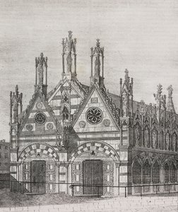 Kilátás a Santa Maria della Spina-templomra Pisában, Toszkánában, Olaszországban, Salvatore Puglia litográfiája a Poliorama Pittoresco-ból, n. 34, március 29. alkotó: Salvatore Puglia
