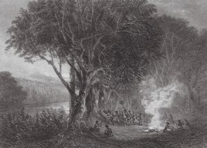 Ausztrália: Murray partján (metszet). alkotó: Samuel (after) Prout