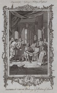 Nagy Alfréd törvénygyűjteményt készít (metszet) alkotó: Samuel (after) Wale