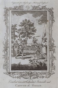 Harc Edmund Ironside és Nagy Kánú között (metszet) alkotó: Samuel (after) Wale