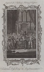 Cromwell feloszlatja a hosszú parlamentet (metszet)