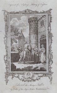 Edward, a mártír, akit mostohaanyja, Elfrida parancsára leszúrtak (metszet) alkotó: Samuel (after) Wale