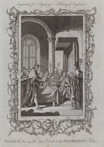 II. Henrik az első ételt szolgálja fel fiának, Henrik asztalára (metszet) alkotó: Samuel (after) Wale