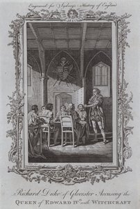 Richard Gloucester hercege boszorkánysággal vádolja IV. Edward királynőjét (metszet) alkotó: Samuel (after) Wale