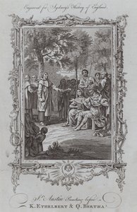 St Austin prédikáció K Ethelbert és Q Bertha előtt (metszet) alkotó: Samuel (after) Wale