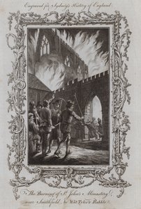 A Szent János-kolostor égése, Smithfield közelében, Wat Tyler Rabble-je (metszet) alkotó: Samuel (after) Wale