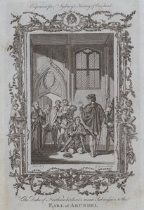Northumberland hercege átlagos engedelmessége Arundel grófjának (metszet) alkotó: Samuel (after) Wale