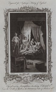 Tyrrel és társai megfojtották V. Edwardot és York hercegét a toronyban III. Richárd parancsával (metszet) alkotó: Samuel (after) Wale