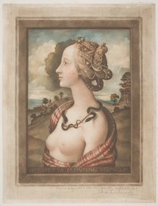 Simonetta Vespucci, 1900 körül (színes mezzotint krémszínű szőtt papíron)