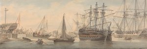 Men-of-War és egyéb hajózás a Temzén (valószínűleg Deptfordban)