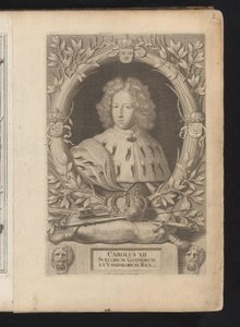 Karel XII van Zweden portréja XII. Károly, a svéd gótok és vandálok királya (cím a tárgyon) Svédország ókori és modern (sorozat címe) alkotó: Samuel Blesendorf