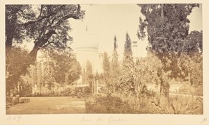 Agra; Der Taj, vom Garten aus alkotó: Samuel Bourne
