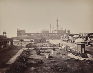 Delhi. A Jama Masjid, a fő muzulmán imahely északi oldalának látképe alkotó: Samuel Bourne