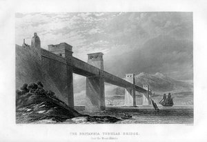 A Britannia Tubular Bridge a Menai-szoroson át, Wales, 1886
