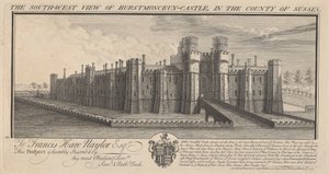 A délnyugati kilátás a Herstmonceux-kastélyra Sussex megyében