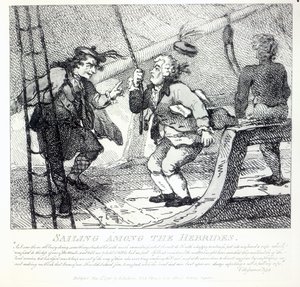 Vitorlázás a Hebridák között a „Boswell festői szépségei, első rész” című filmből, Thomas Rowlandson metszet, 1786